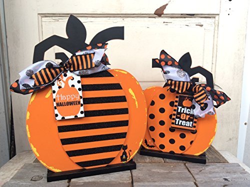 AGD Halloween Decor - Xtra LG Whimsy Pumpkins Trick Treat 2pc Set