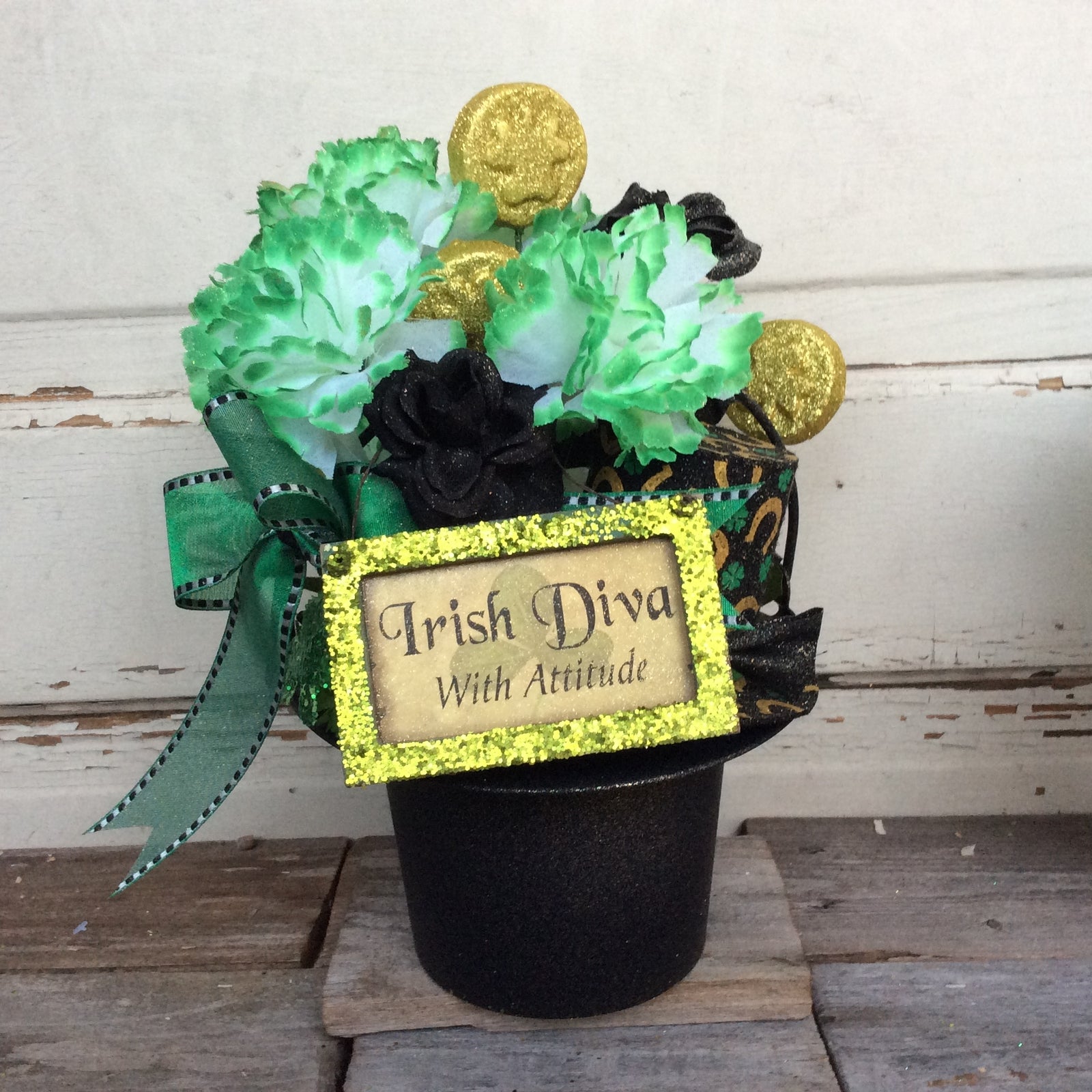 AGD Saint Patrick's Decor  – Irish Diva With Attitude Top-hat Centerpiece