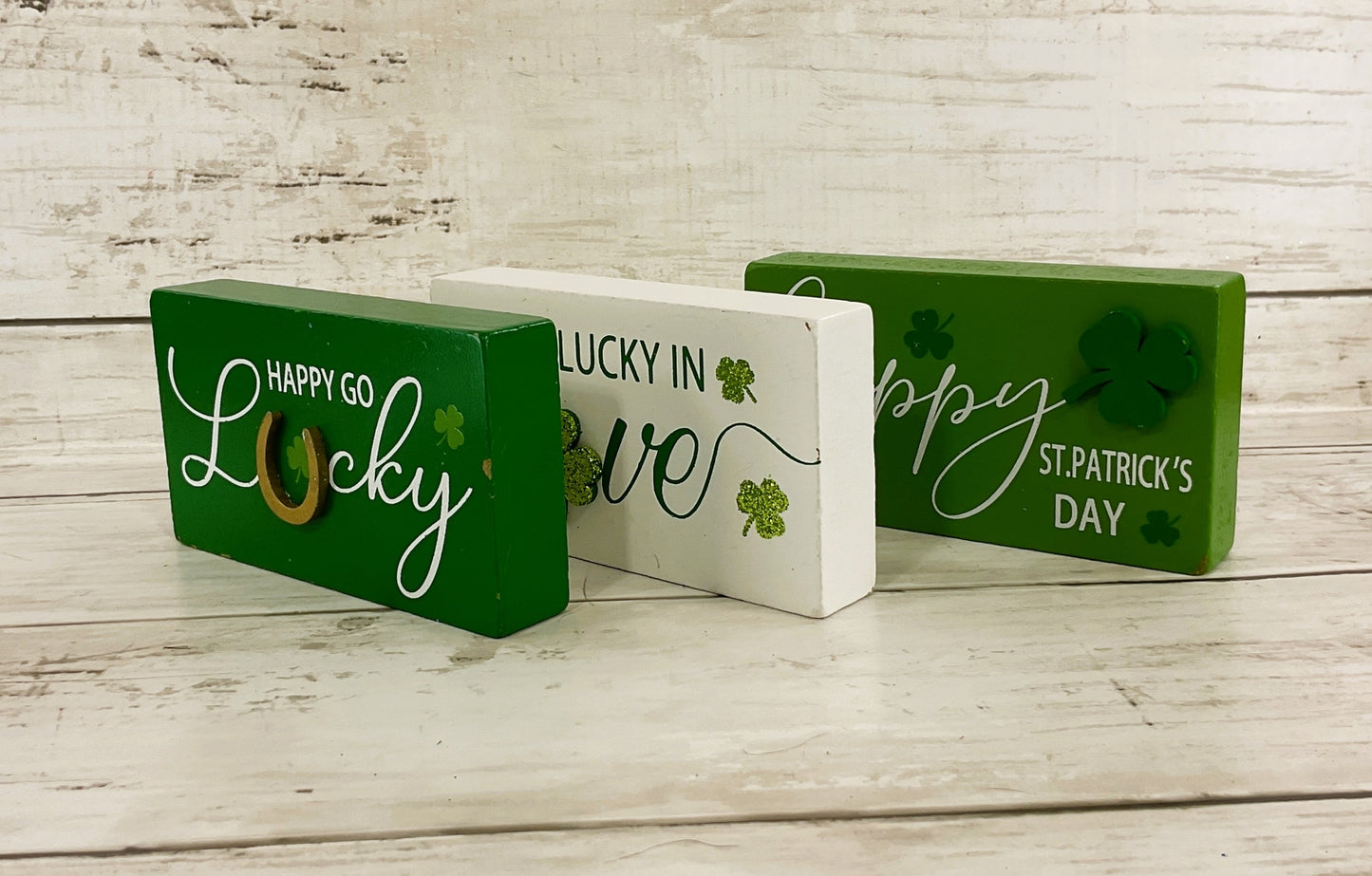 HL St Patrick's Decor - Lucky Love Wood Mini Block Signs 3pc Set