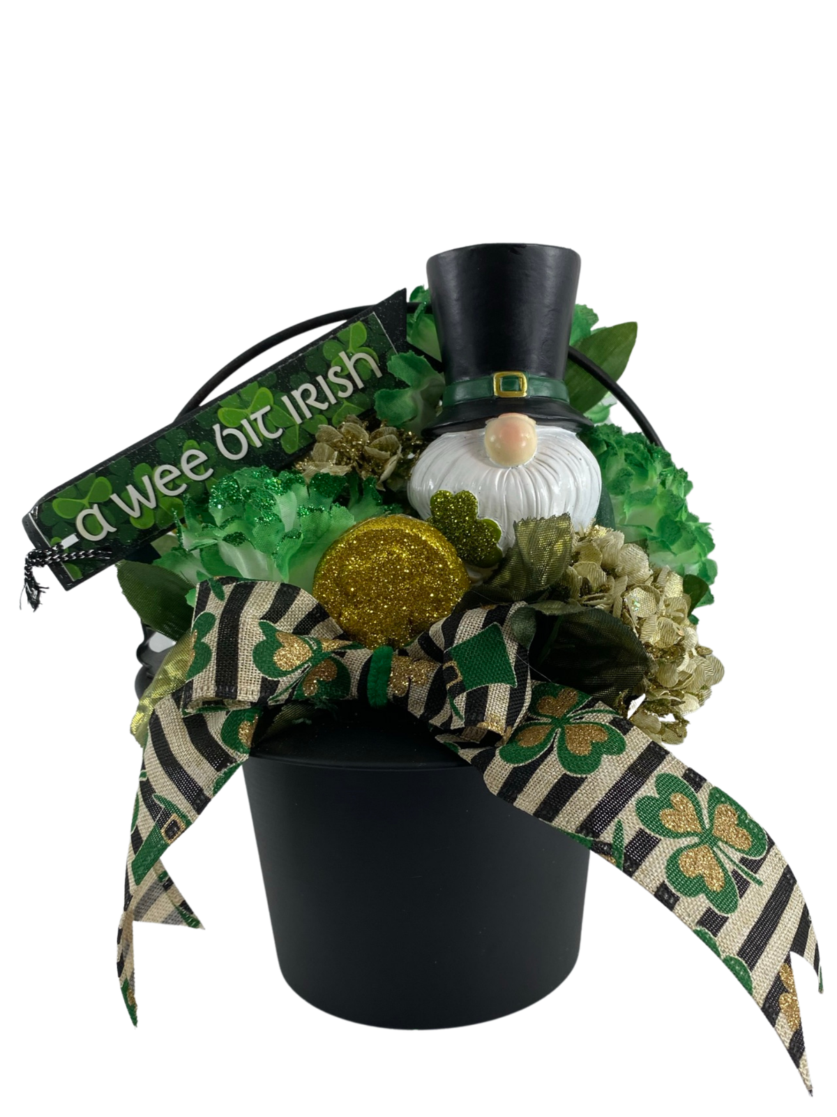AGD Saint Patrick's Decor  – Wee Bit Irish Gnome Top-hat Centerpiece