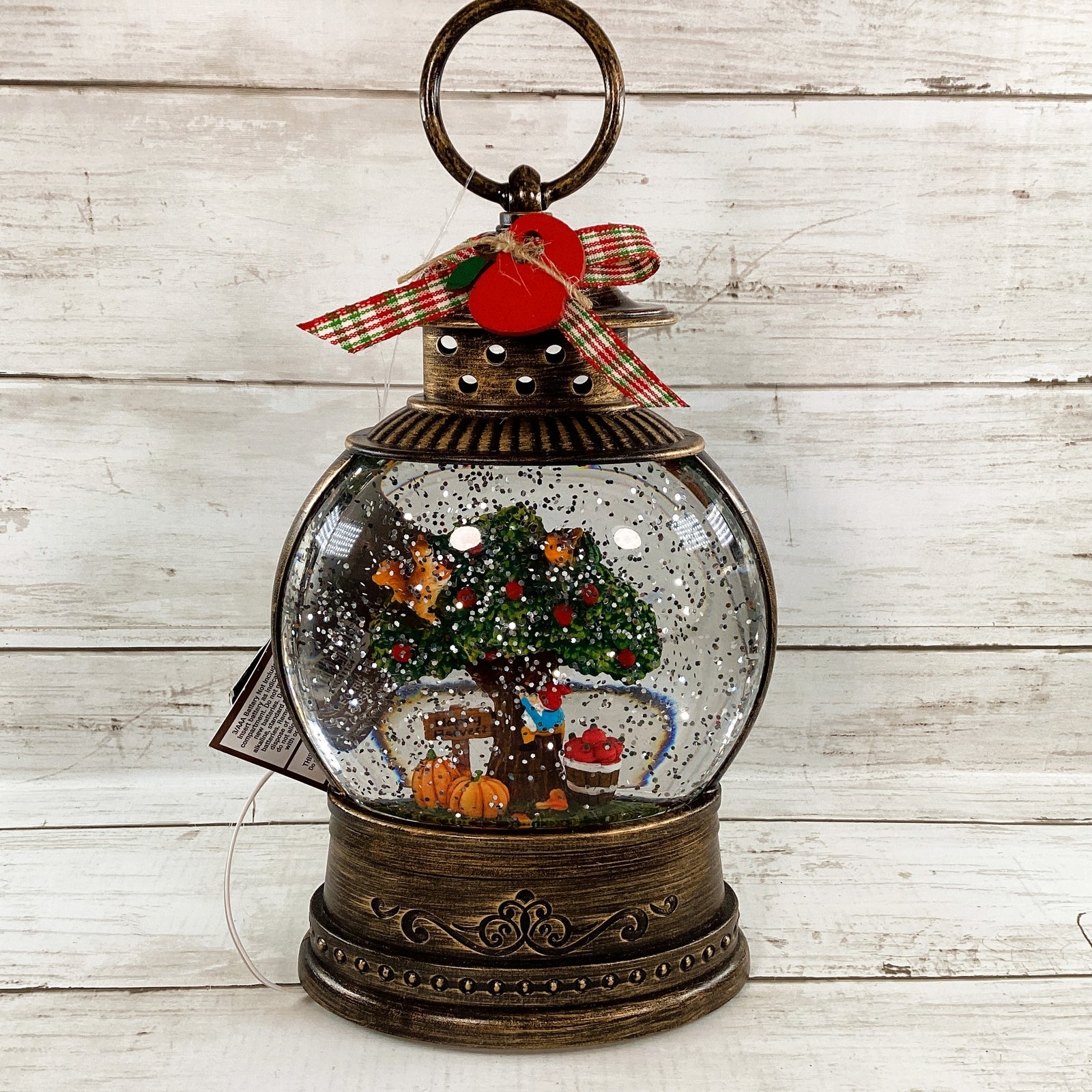 AGD Fall Decor -  Harvest Apple Tree Water Glitter LED Lighted Lantern