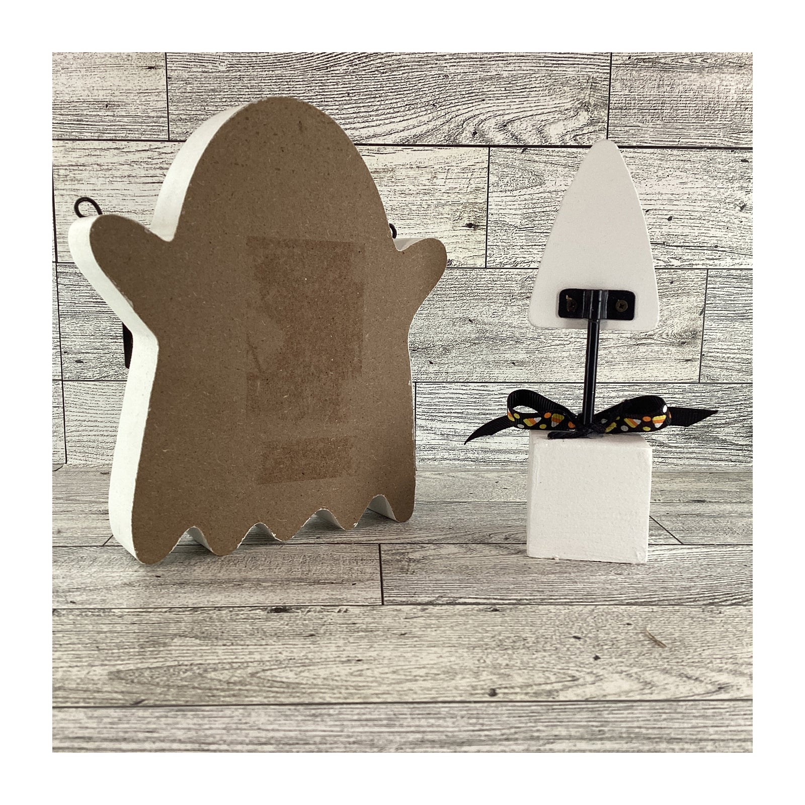AGD Halloween Decor - Candy Corn Chunky YUM Ghost 2pc Set