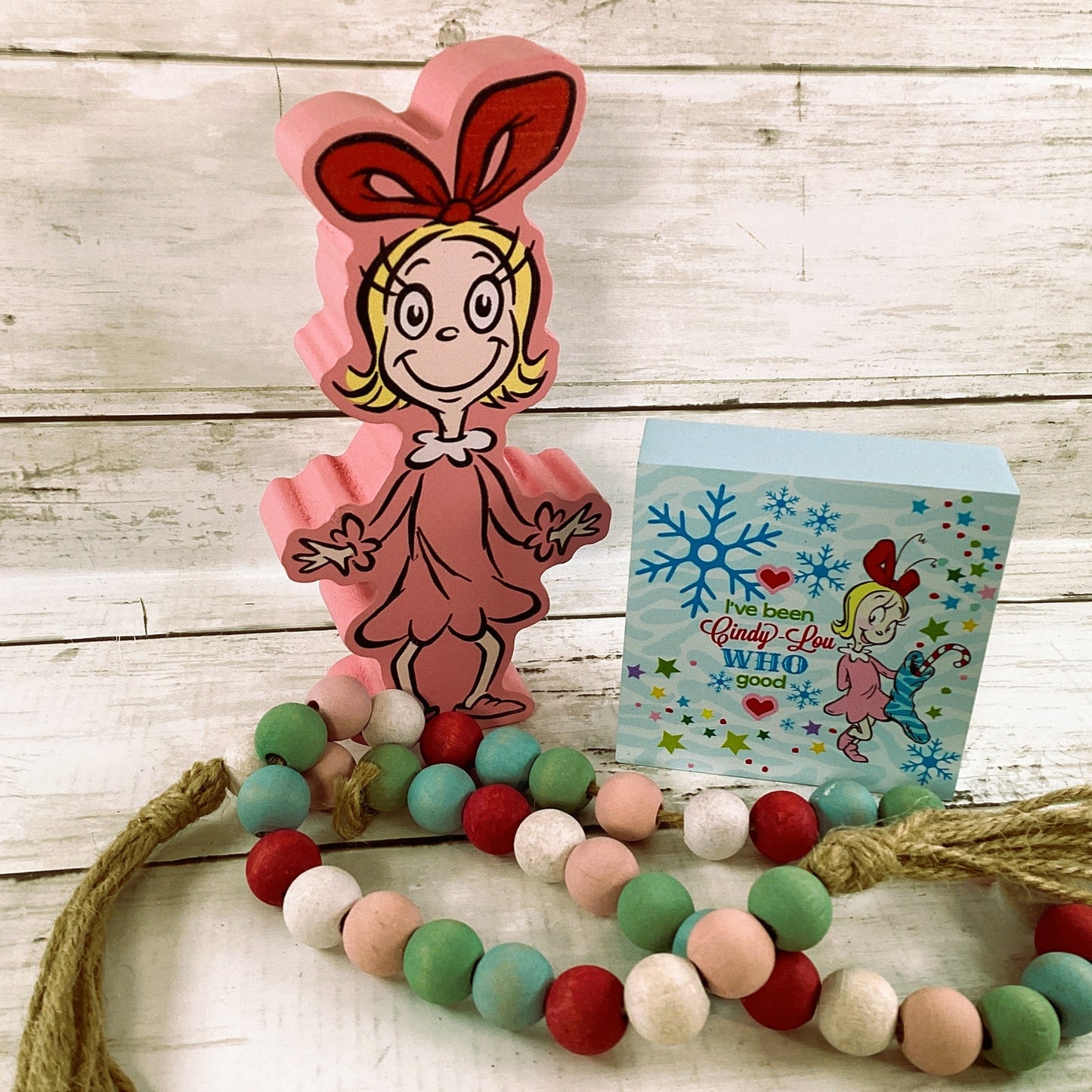 HL Christmas Decor - Dr Seuss Grinch Cindy Lu Chunky Figurine 3pc