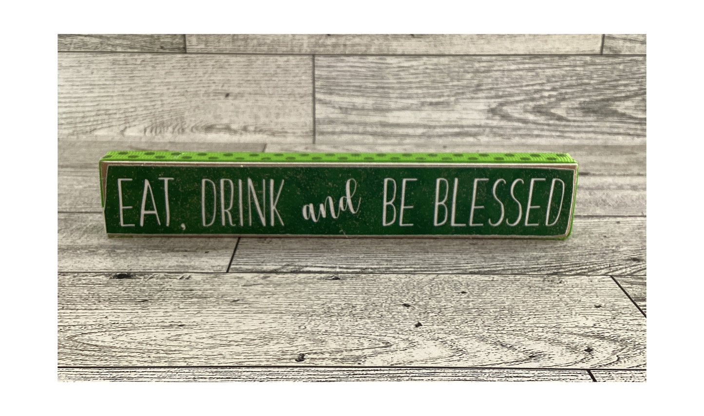 AGD St Patrick's Decor - Drink Be Blessed Chunky Shamrock & Sign 2pc.