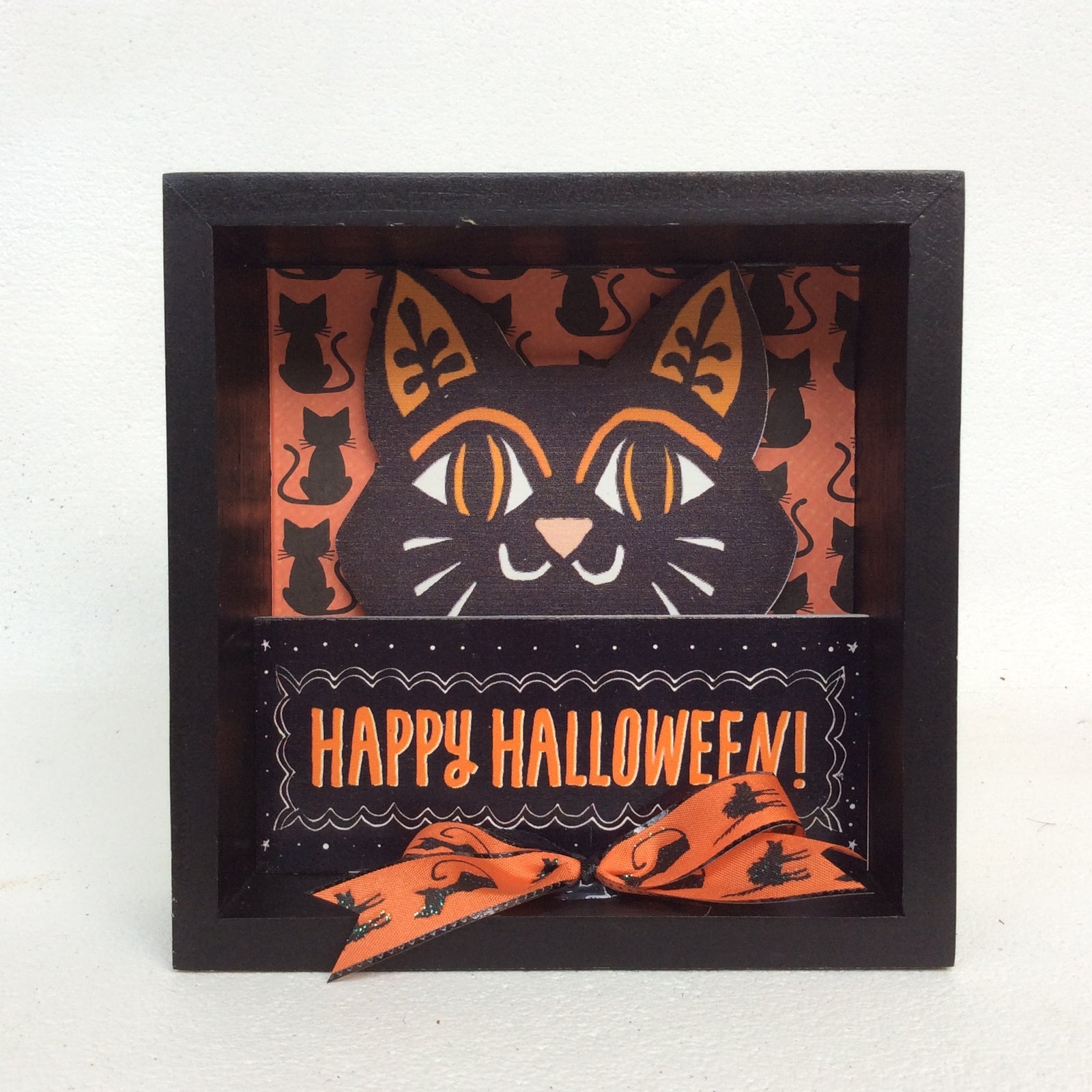 AGD Halloween Decor - Candy Corn Cat Reversible Box Sign