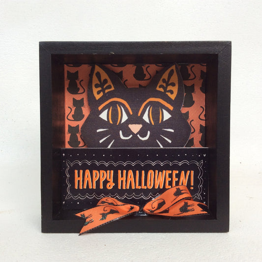 AGD Halloween Decor - Candy Corn Cat Reversible Box Sign