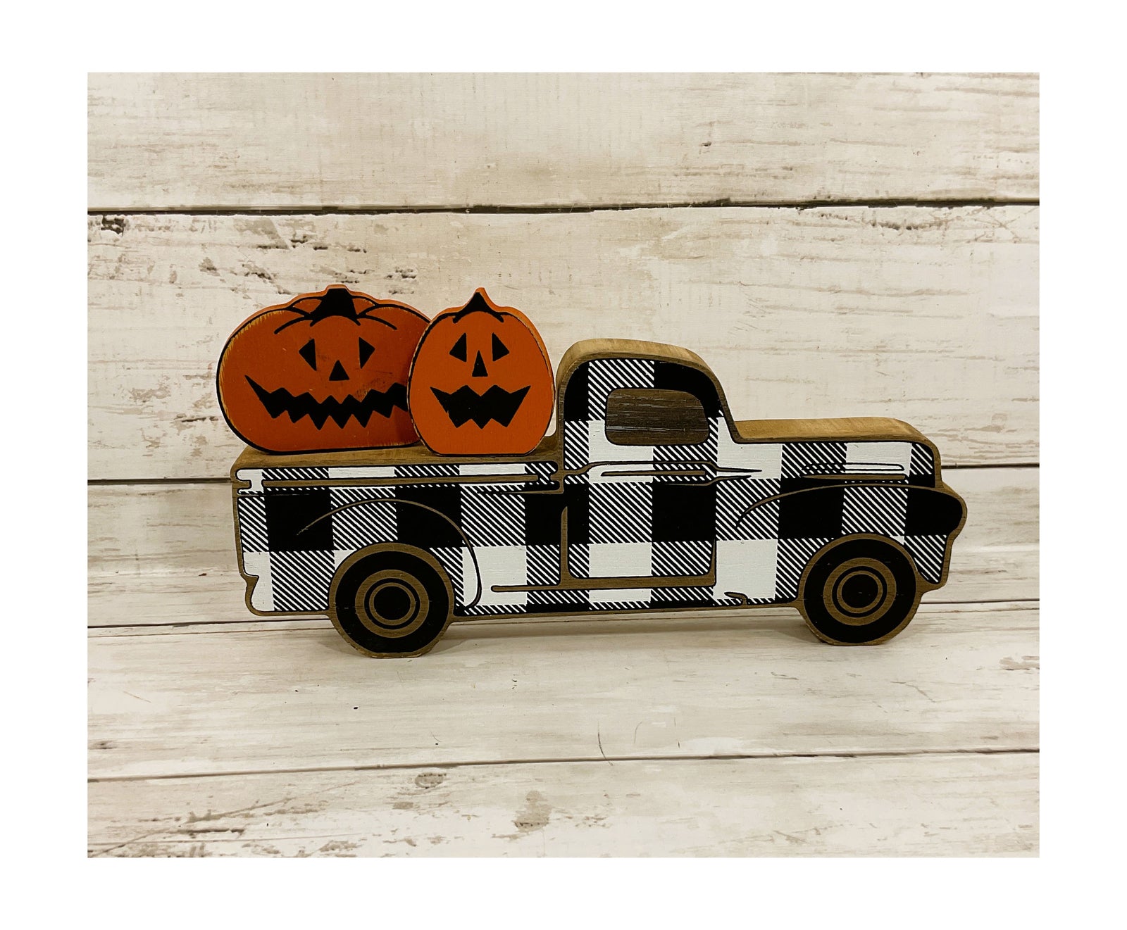 AGD Halloween Decor - Wood Truck Pumpkin Jack-o-lantern Tier Tray Decor