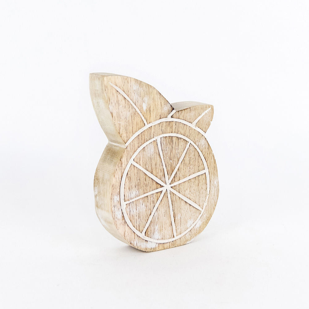 Adams Home Decor - Farmhouse Natural White Chunky Mango Wood Fruit Sitter