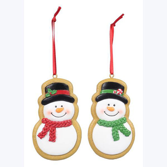 YI Christmas Decor -  Snowman Gingerbread Cookie Ornaments 2pc