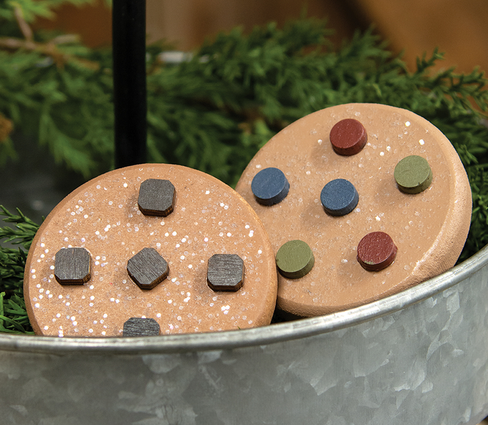 CWI Home Decor - Fake Faux Wood Chocolate Cookies 2pc Set