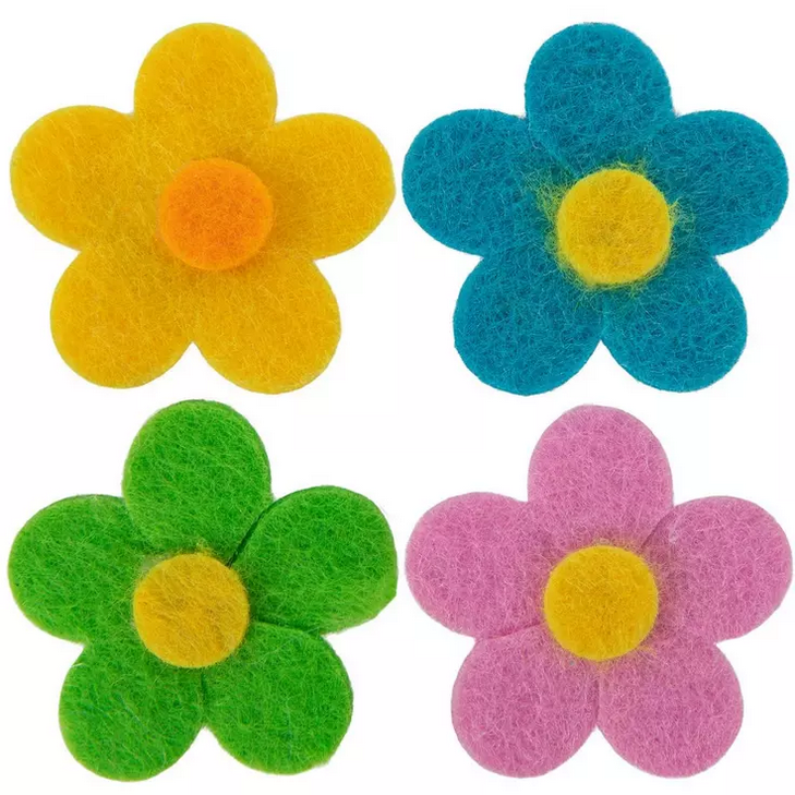 HL Easter Craft Decor - Felt Flower Stickers 12pc Set