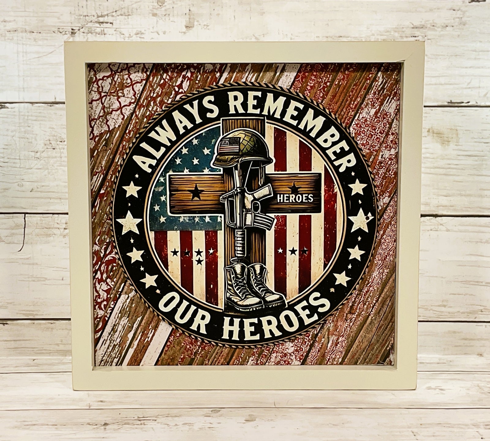 AGD Patriotic Decor - Memorial Veteran Day Hero Box Sign