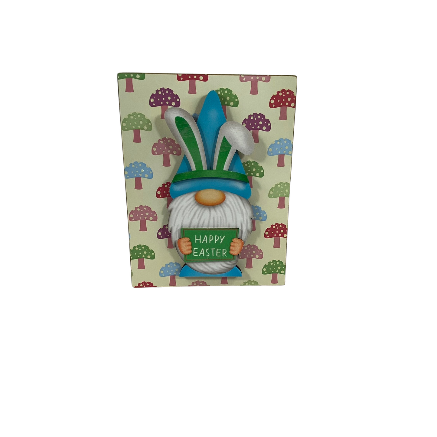AGD Easter Decor - Bunny Eggs Gnome Happy Easter Reversible Block Sign