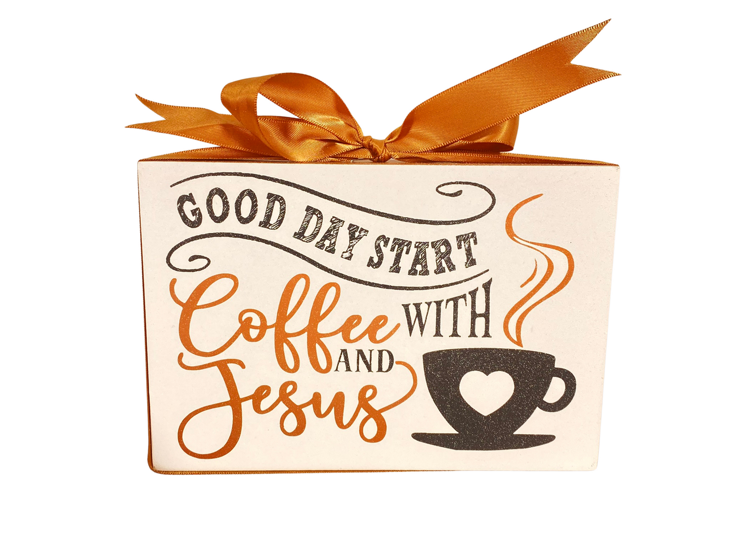 AGD Fall Decor - Jesus Coffee Time Cups Block Sign 3pc Set