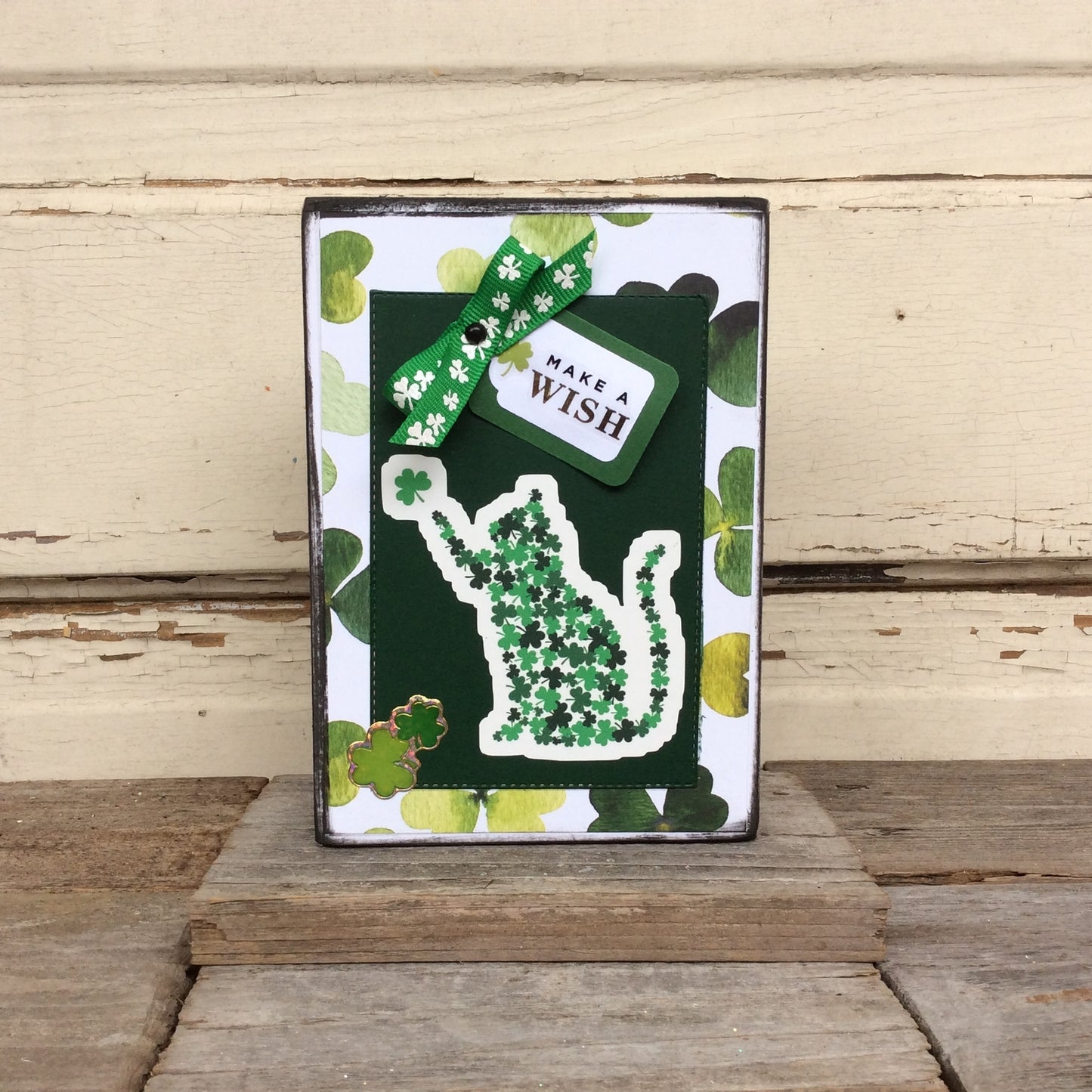 AGD St Patrick's Decor - Make  A Wish Cat Box Collage Sign