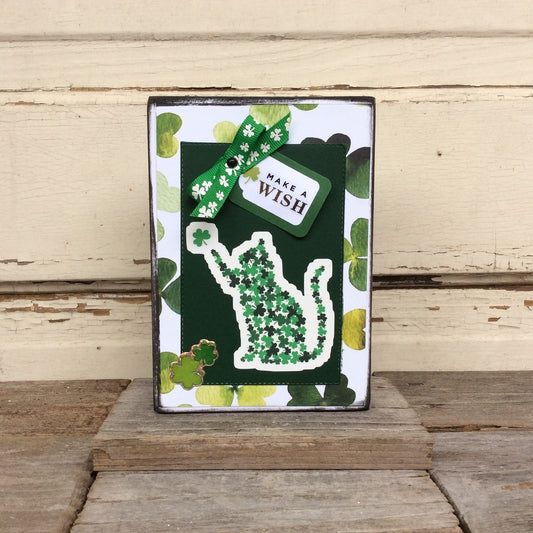 AGD St Patrick's Decor - Make  A Wish Cat Box Collage Sign
