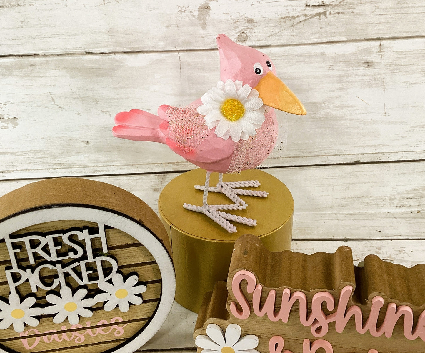 HL Spring Decor - Fresh Picker Daisy Sunshine Pink Crow 3pc
