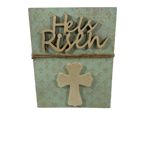 AGD Easter Decor - He Is Risen Rejoicing Reversible Block Sign