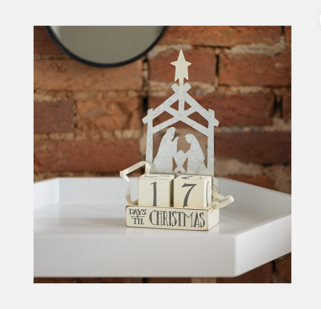 PBK Christmas Decor - Countdown Block Holy Family Nativity