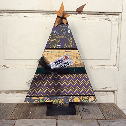 AGD Halloween Decor - October Black Wood Slat Table Top Tree
