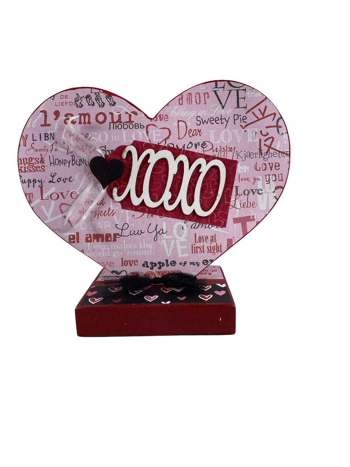 AGD Valentines Decor - Kiss XOXO Double-sided Heart Table Sitter 10inch