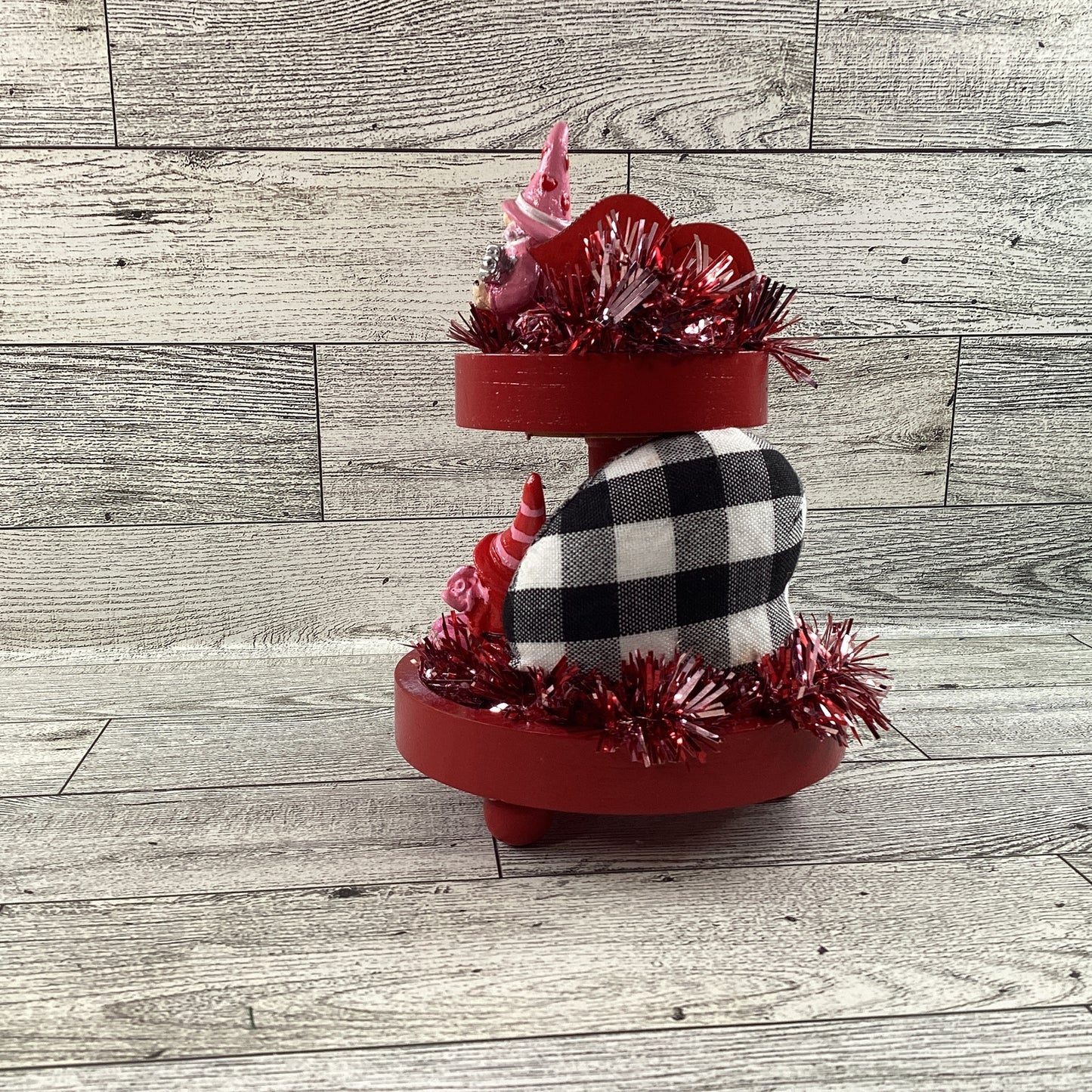 AGD Valentines Decor - Small Miniature Gnome Tier Tray Complete Display