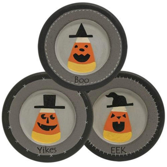 CWI Halloween Decor - Boo Eeks Yikes Candy Corn Plates  3pc Set