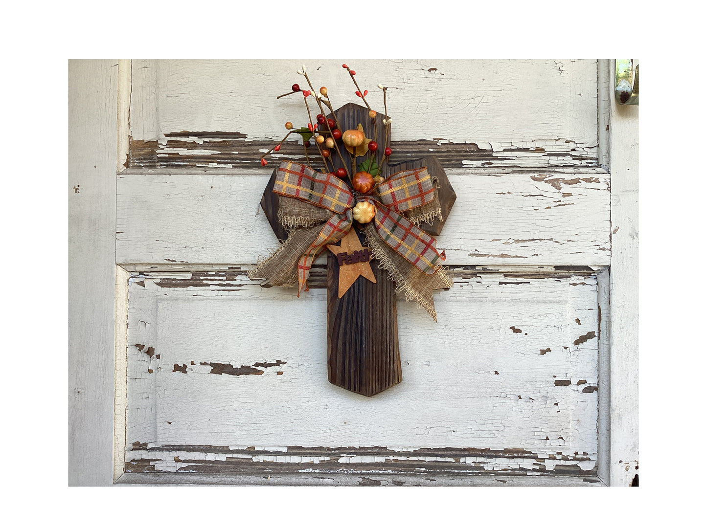 AGD Fall Decor - Harvest Autumn Wood Cross Floral Wall Hanging