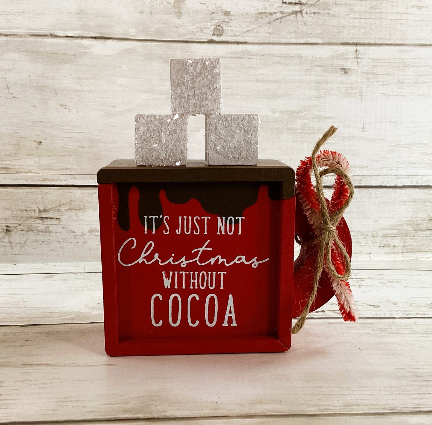 AGD Christmas Decor - Wood Mug Hot Chocolate Theme Tier Tray 3pc