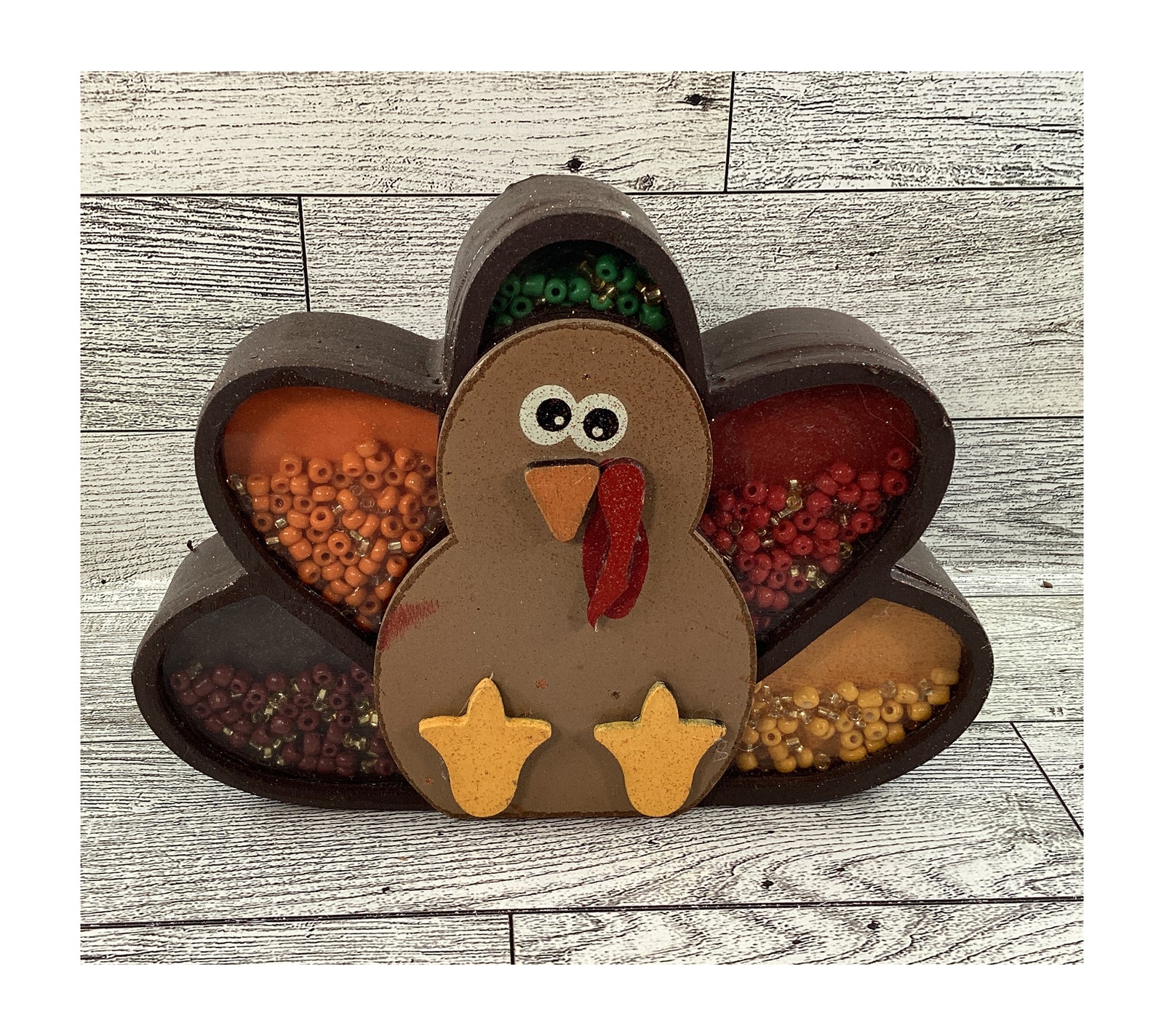 AGD  Fall Decor -  Be Thankful Turkey Chunky Wood Shaker Sitter 2pc