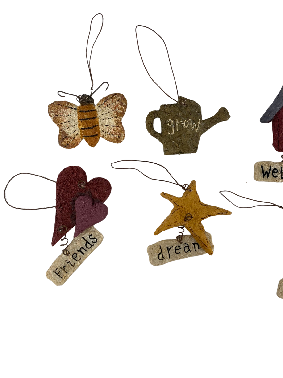 AGD Spring Summer Decor - Prim Bee Butterfly Ladybug Sun Ornaments 8pc Set