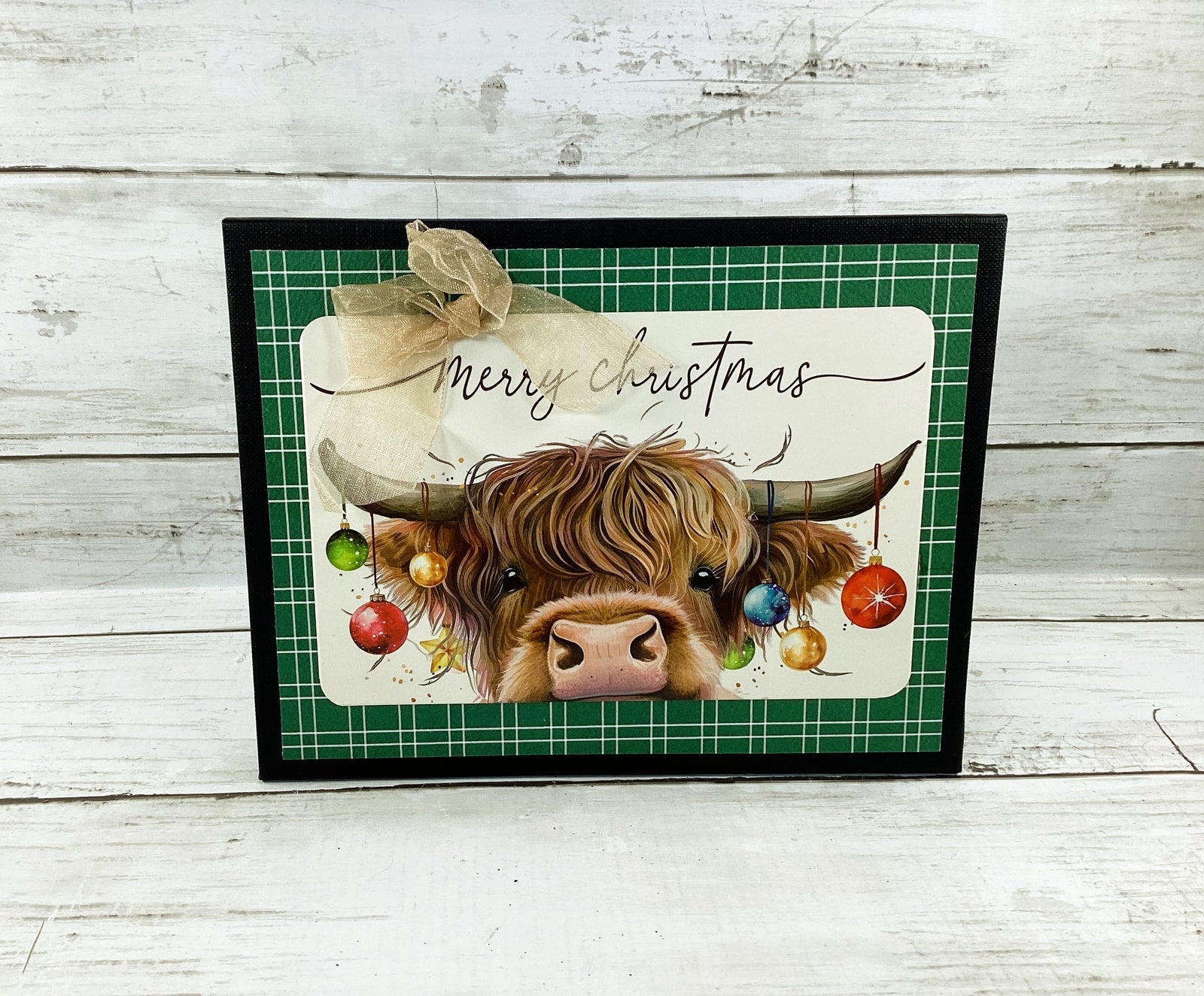 AGD Christmas Decor - Merry Jingle Bells Highland Cow Tabletop Decor