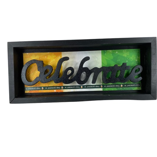 AGD St Patricks Decor  - Celebrate Shamrock Reversible Inset Box Sign