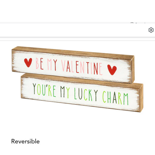 CP Valetines St Patricks Decor - Be My Lucky Charm Reversible Sm block Sign