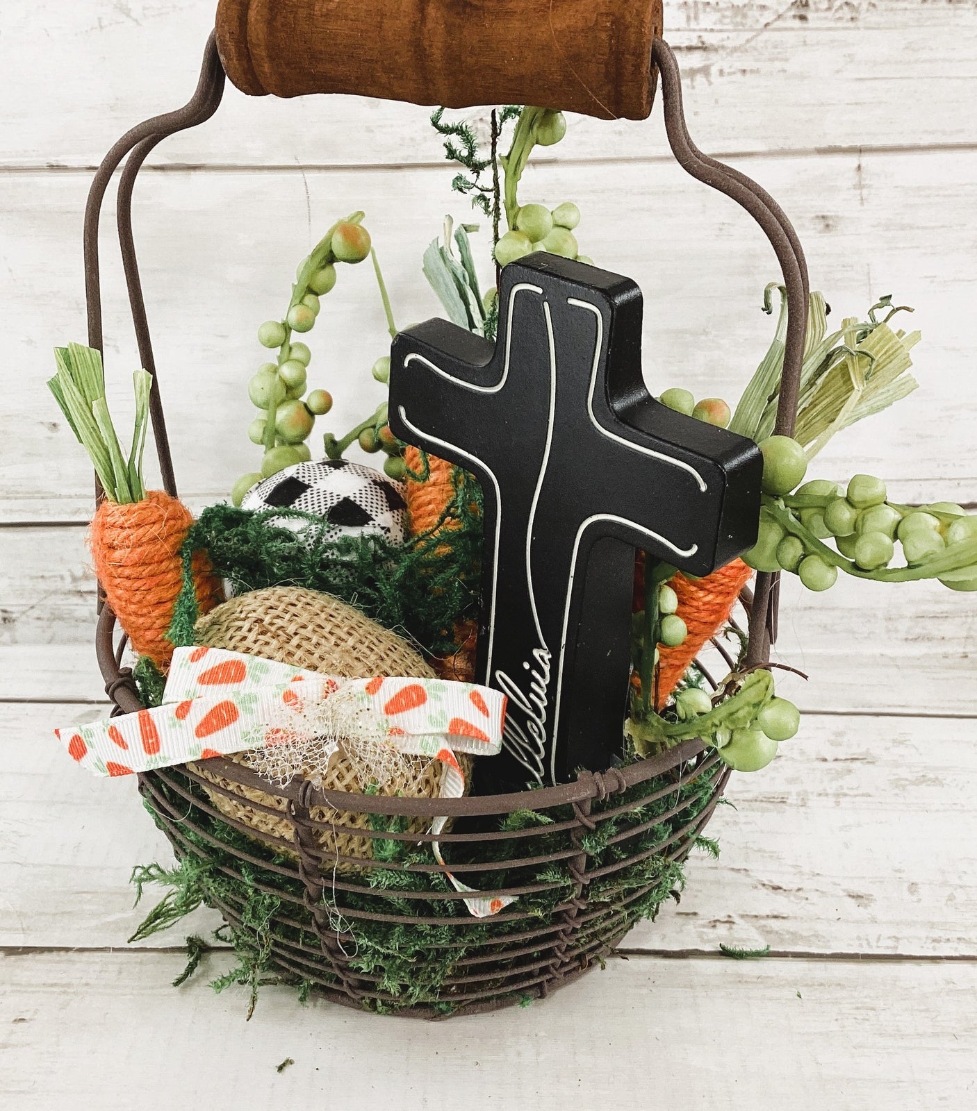 AGD Easter Decor - Egg Carrot Cross Filled Wire Basket