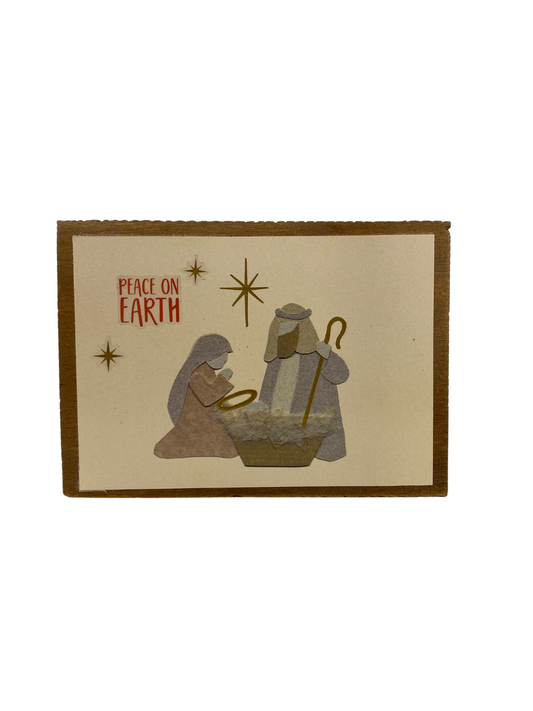 AGD Christmas Decor - Farmhouse Peace On Earth Nativity Block Sign