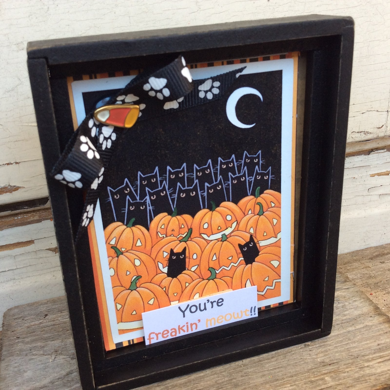 AGD Halloween Decor - You're Freakin Meowt Cat Box Sign