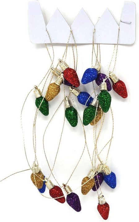 Darice Christmas Decor - Mini Tree Plastic Glitter Lightbulb Garland 6.5ft