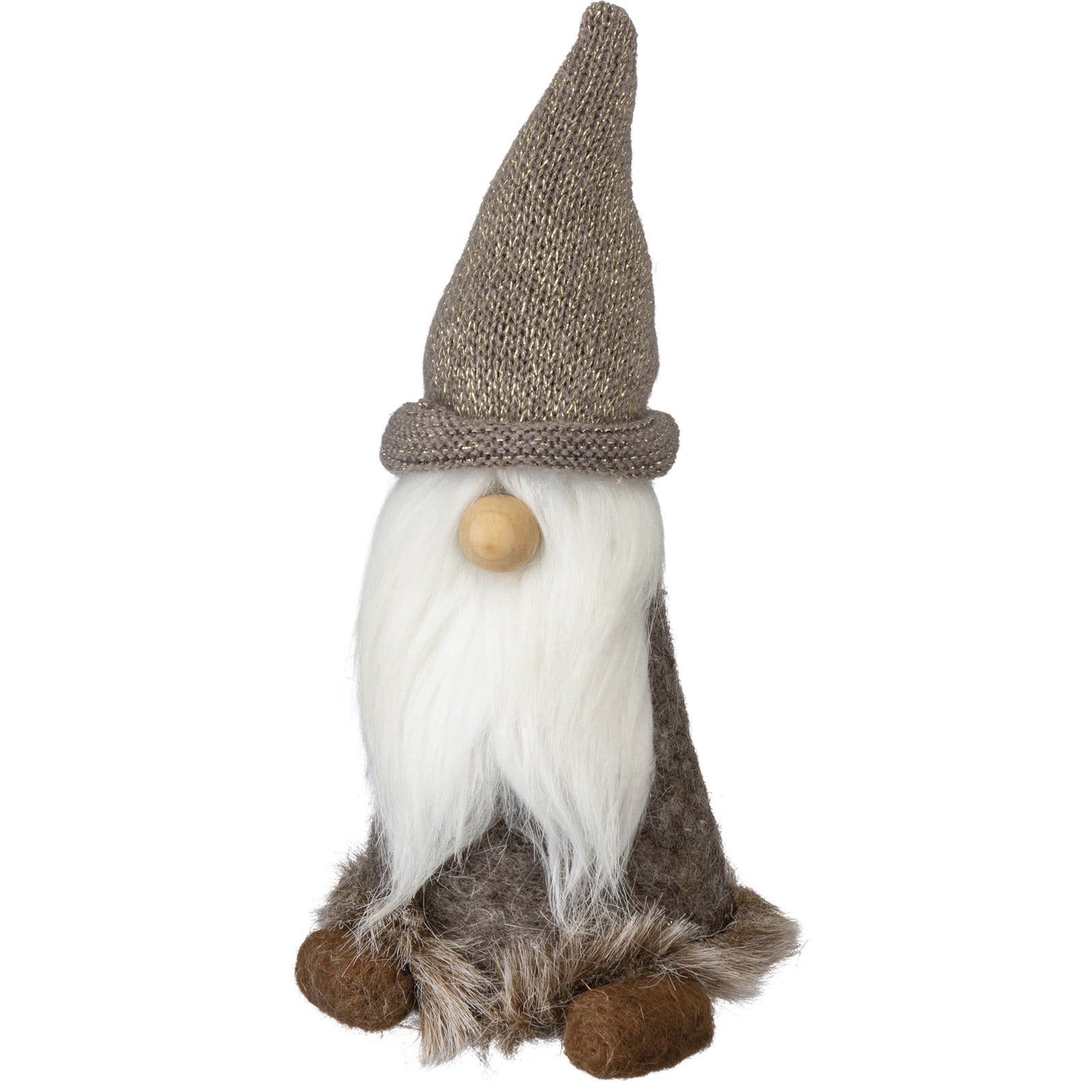PBK Christmas Decor - Medium Winter Brown Gray Gnome