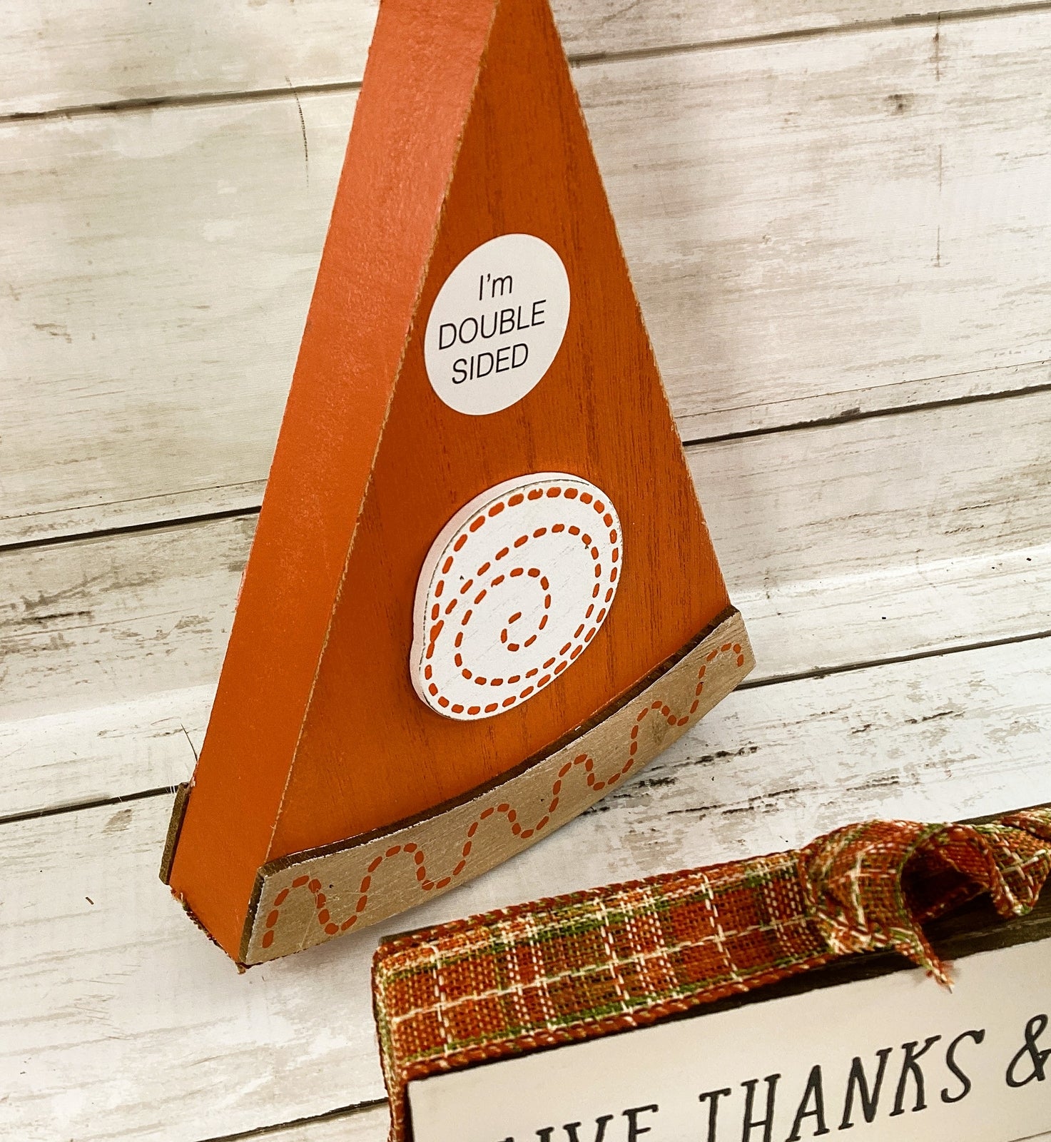 AGD Fall Decor - Wood Reversible Pumpkin Pie and Give Thanks Eat Sign 2pc