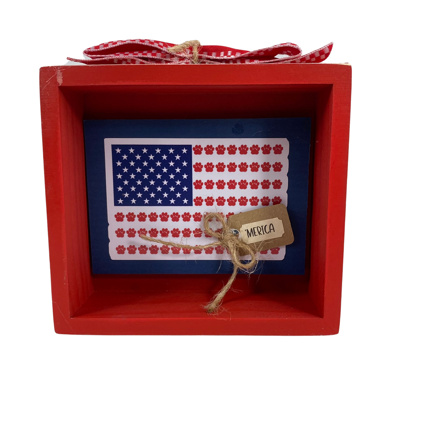 AGD Patriotic Decor - Dog Cat Pet Paws Double-Sided Box Sign