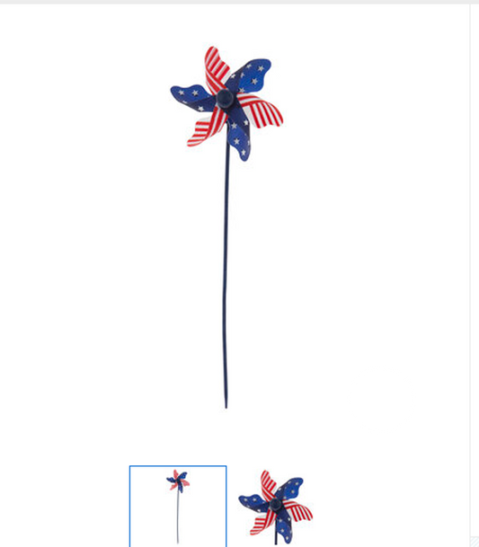 HL Patriotic Decor - Plastic Stars and Stripes Small Pinwheels 4pc