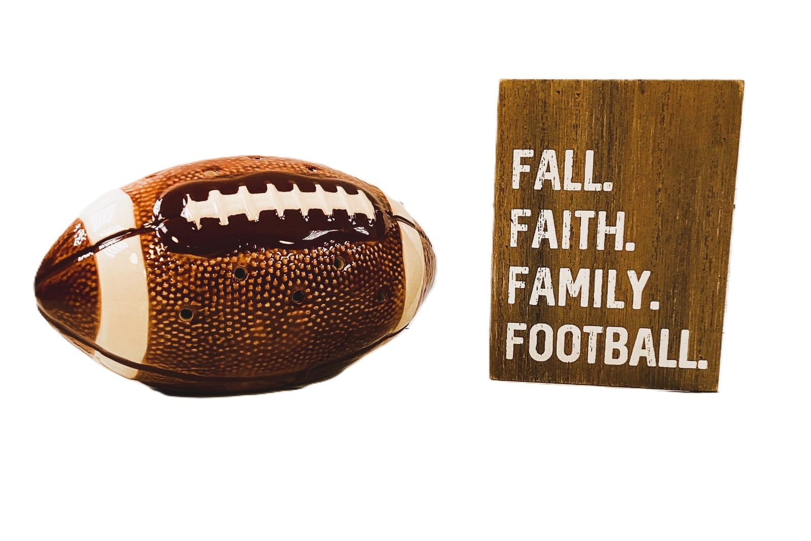AGD Fall Decor - Faith Family Football Helmet Ball Tier Tray 3pc Set