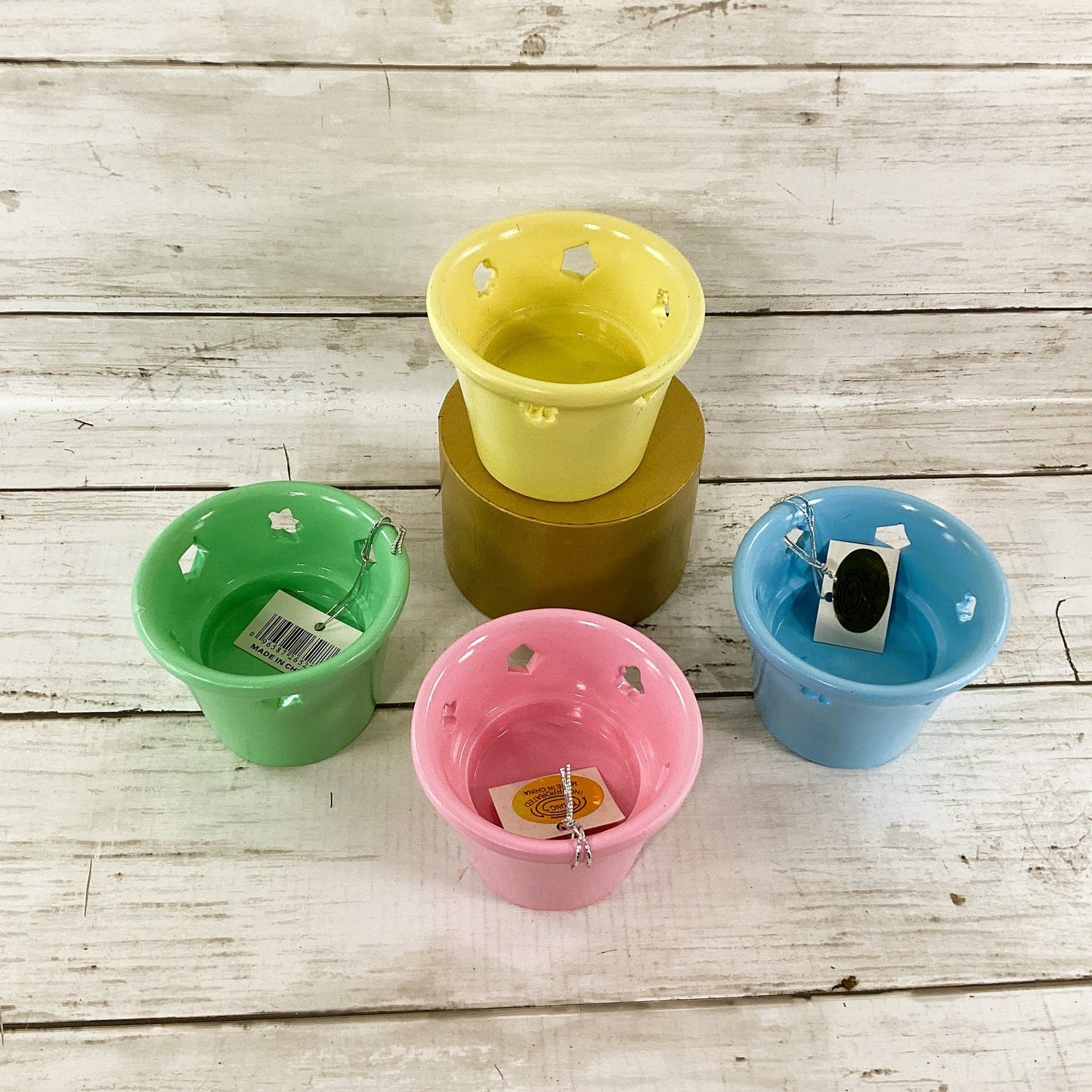 Youngs Spring Decor - Ceramic Pastel Reversible Tealight Votive 4pc