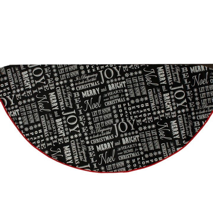 RAZ Imports Christmas Decor - Black White Words Farmhouse Tree Skirt