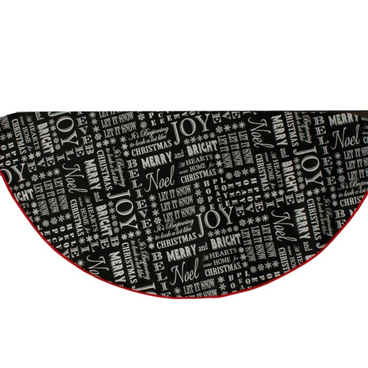 RAZ Imports Christmas Decor - Black White Words Farmhouse Tree Skirt