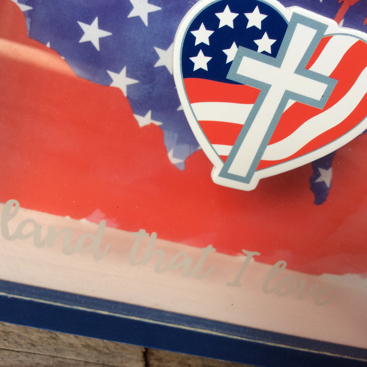 AGD Patriotic Decor - Land That I Love Cross Shadow Box