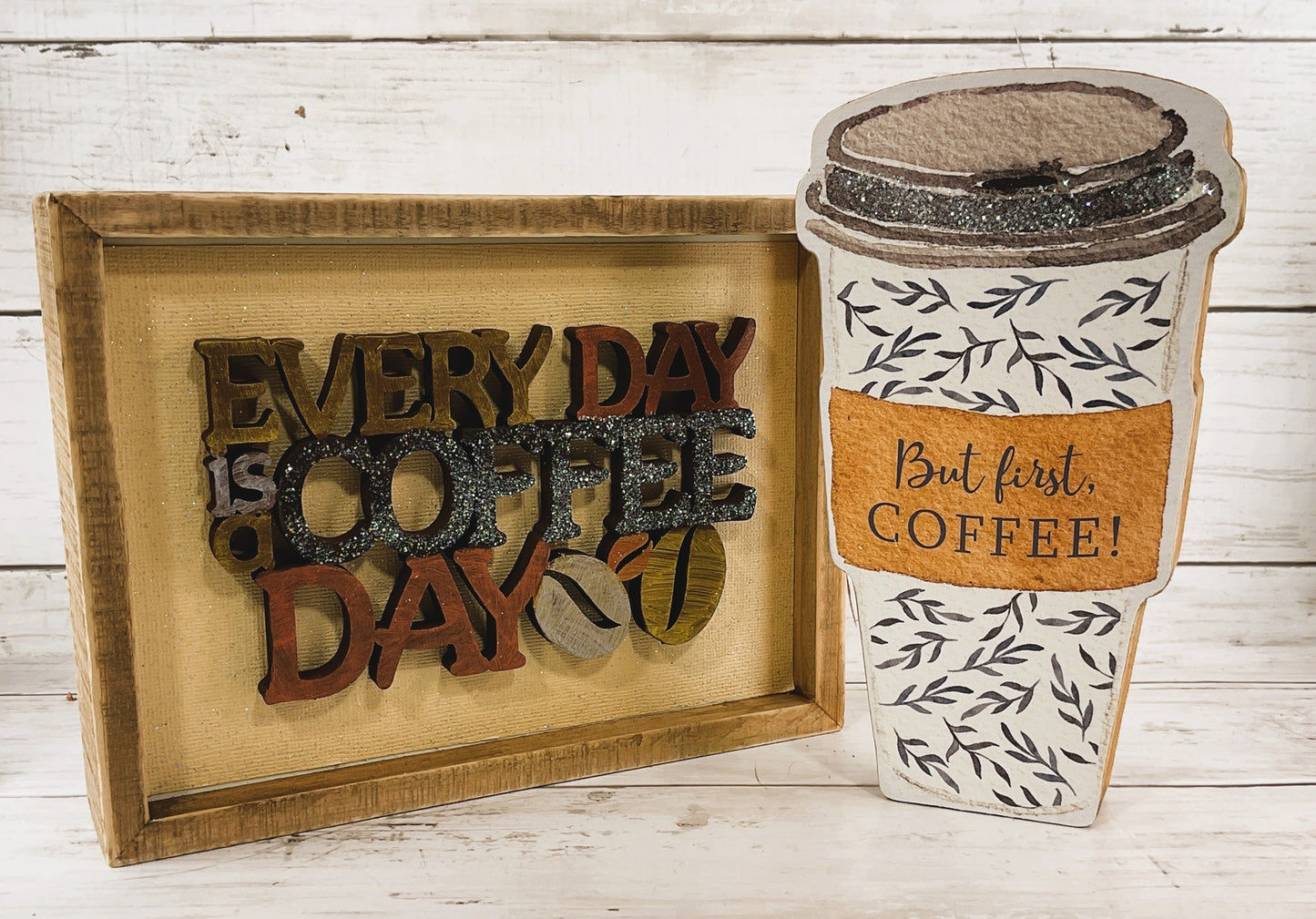 AGD Home Decor - Coffee First Everyday Latte Cup & Sign