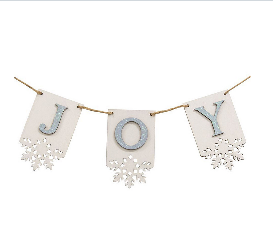 CWI  Christmas Decor - Joy Tier Tray Mini Small Banner Garland Clip