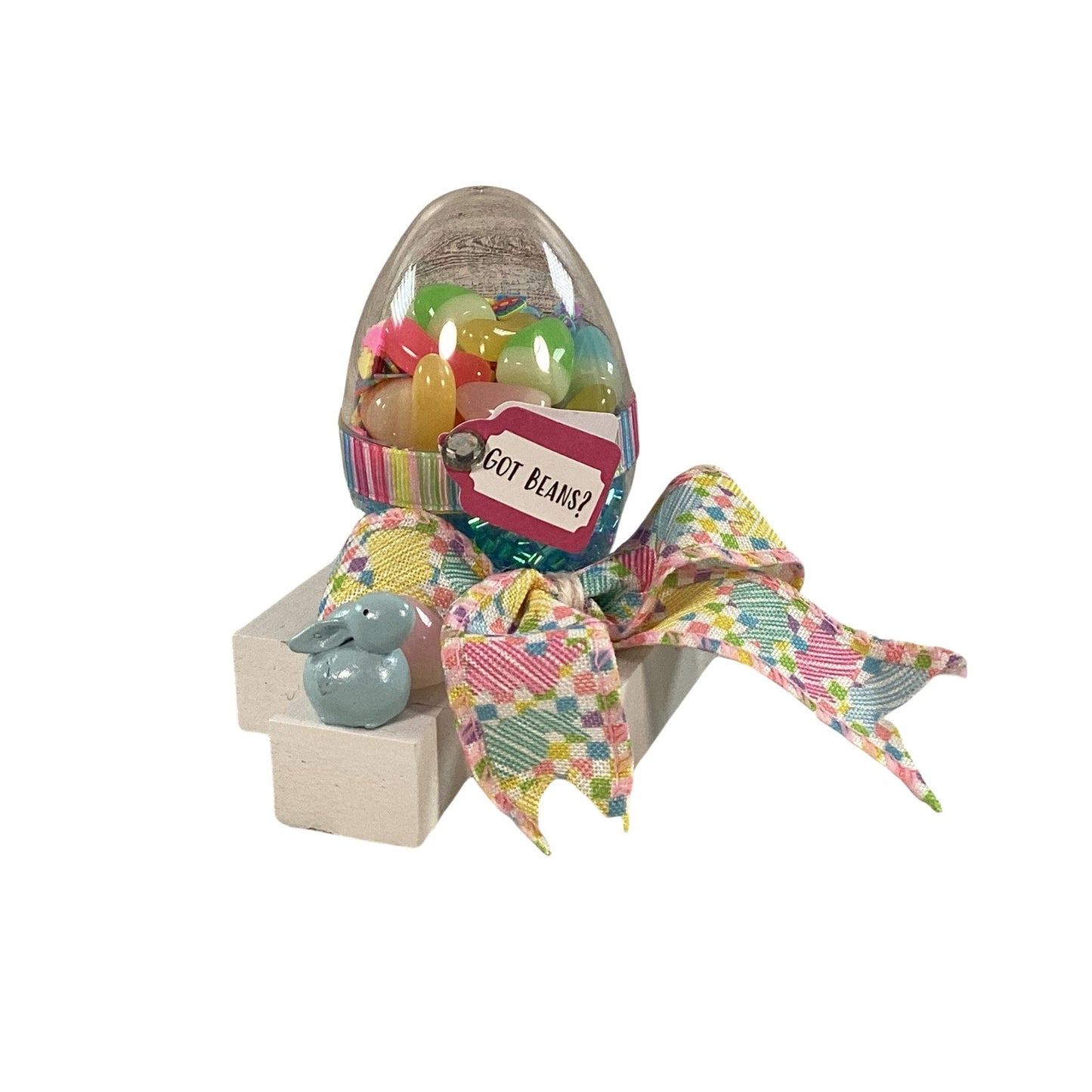 AGD Easter Decor - Clear Egg Filled Fake Jelly Beans Shaker Sitter